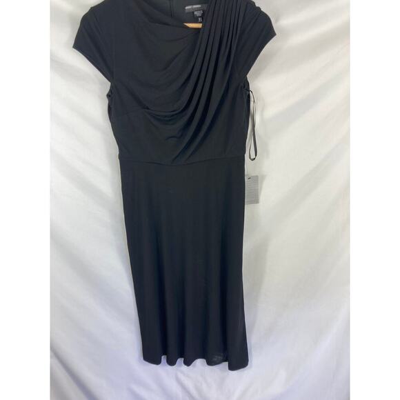 Maggy London Cap Sleeve Gathered Top Black Dress Size 2 - Picture 1 of 3